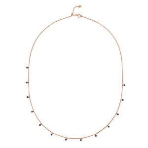 Rose Gold Blue Sapphire Dewdrop Necklace