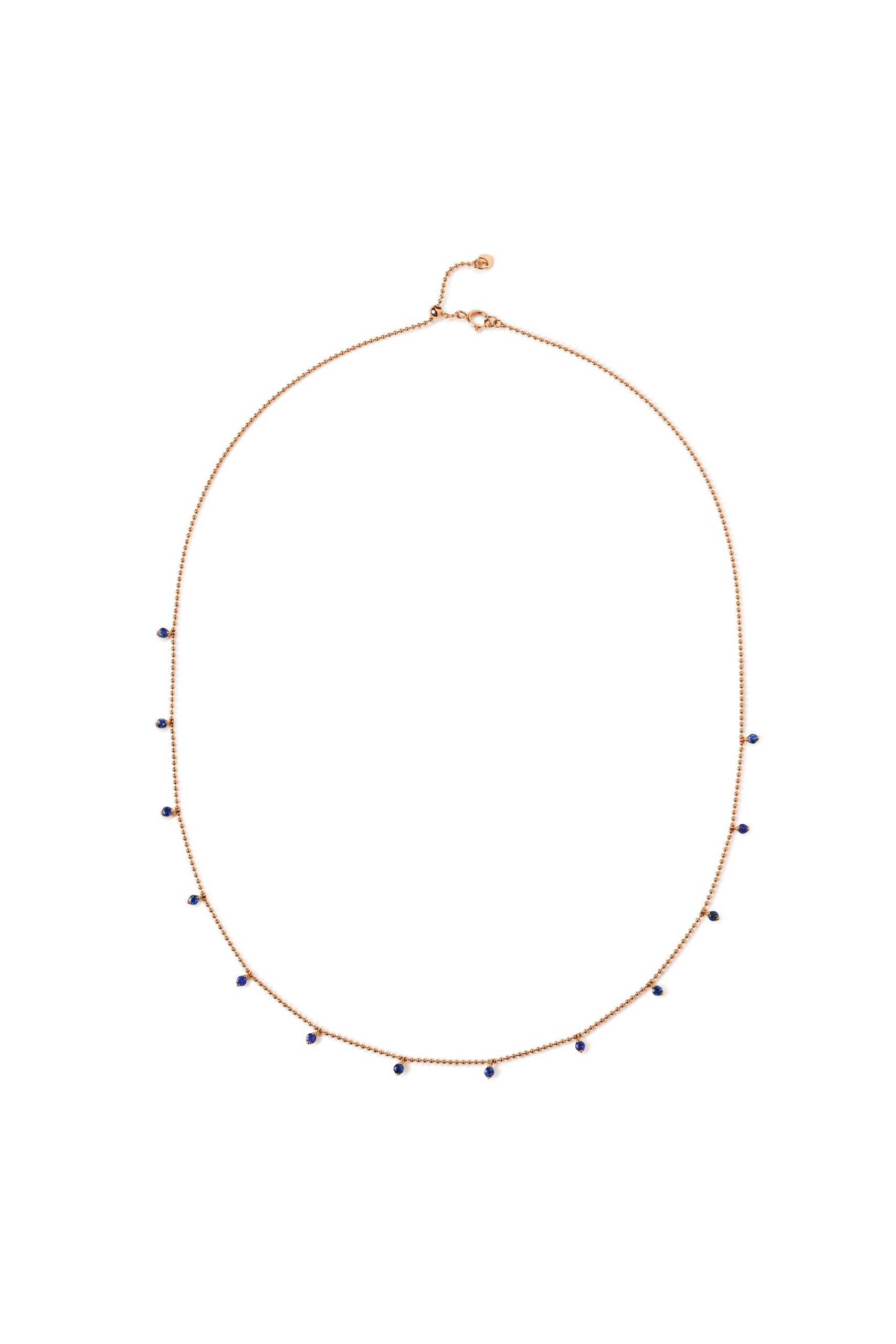 Rose Gold Blue Sapphire Dewdrop Necklace