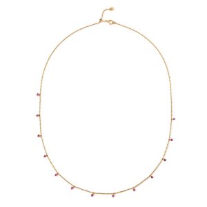 Yellow Gold Pink Sapphire Dewdrop Necklace