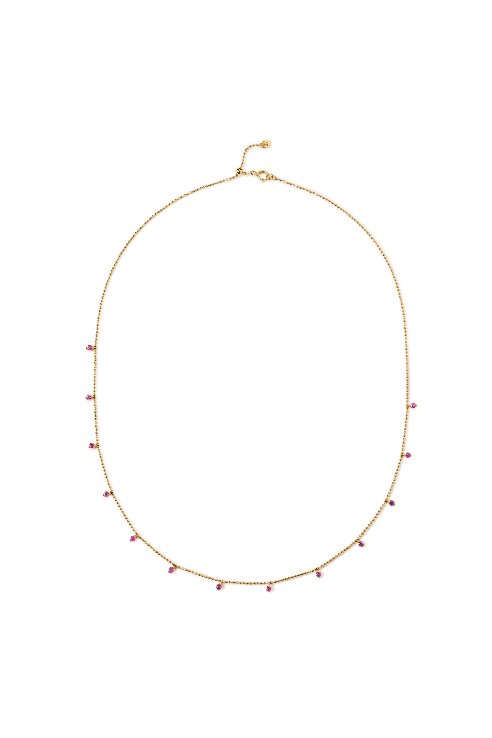Yellow Gold Pink Sapphire Dewdrop Necklace