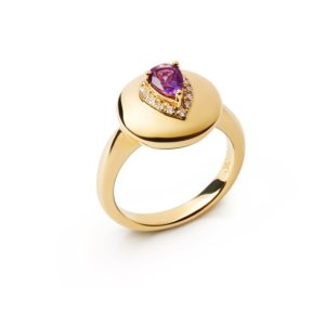 Golden Amethyst Aura Ring