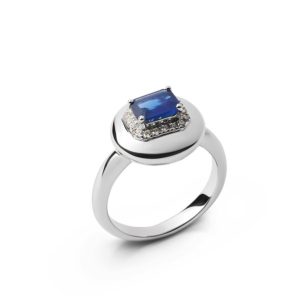 Golden Blue Sapphire Aura Ring