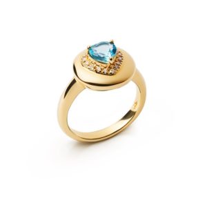 Golden Aquamarine Aura Ring