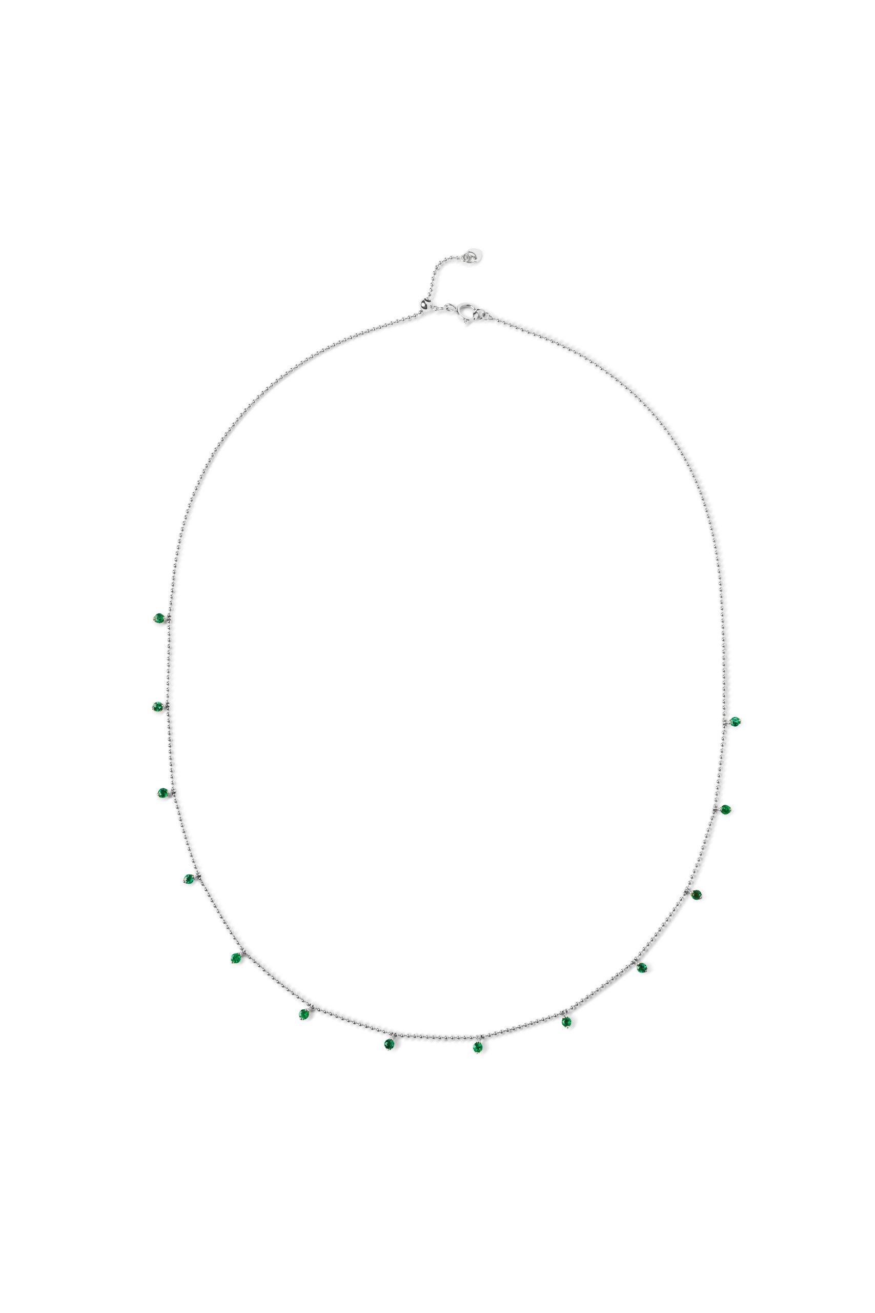 White Gold Emerald Dewdrop Necklace